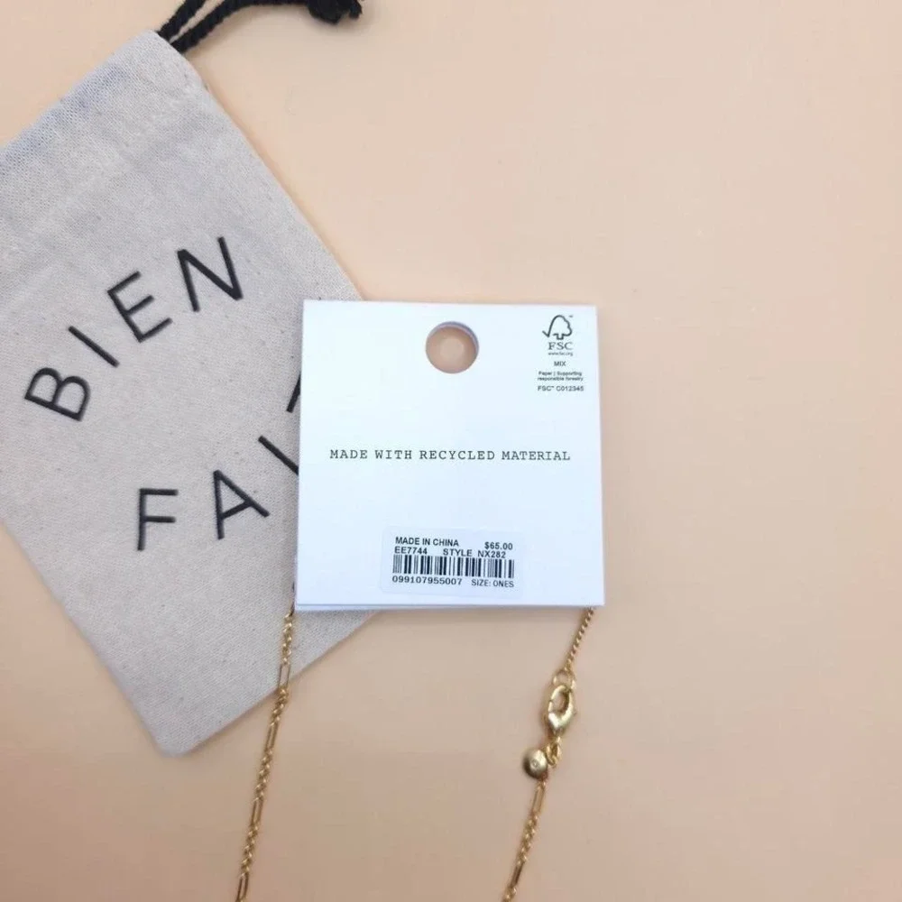 Madewell gold‎ necklace with black stone